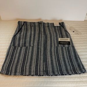 NWT DA-SH Indigo club Stripe Linen  Skirt  Size S .